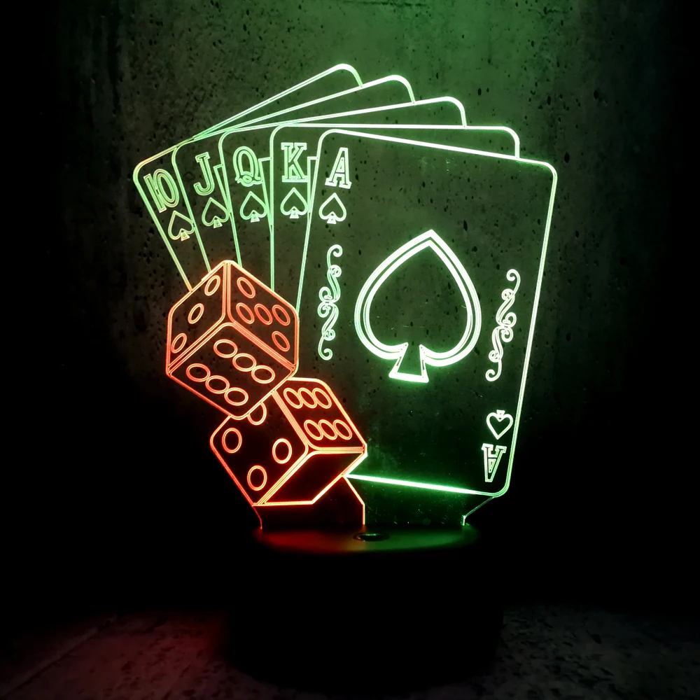 Loominguline Segatud Värv, Öö, Valgus 3D LED USB Lamp Mustkunstnik Tabel Dekoratiivsed TEXAS HOLD EM Poker Dice Labidad mängukaarti Kid Mänguasi