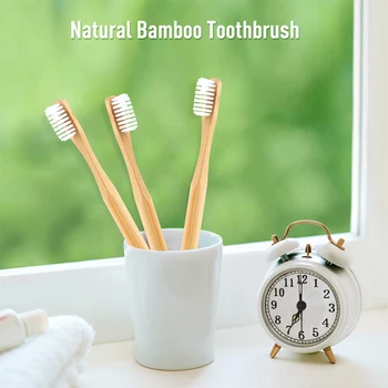 Hulgi-10tk Värvikas Looduslikust Bambusest Hambahari Pehmete Harjastega Bamboo Materjalist Käepide Keskkond-sõbralik Hambahari Oral Care