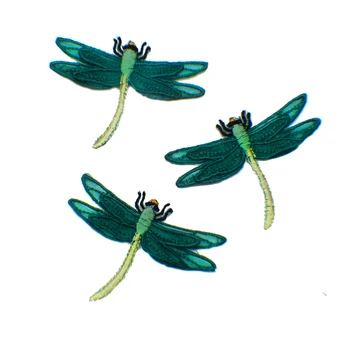 10 Tükki, Topelt Kihi Roheline Kollane Liblikas Plaaster Riided Applique Kotid Kingad Riie Kleebis Raud Dragonfly Plaaster