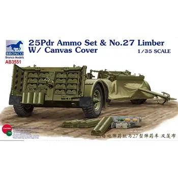 BRONCO AB3551 1/35 25Pdr Ammo Set & Nr 27 Nõtke W/ Lõuend Kaas - Scale Model Kit