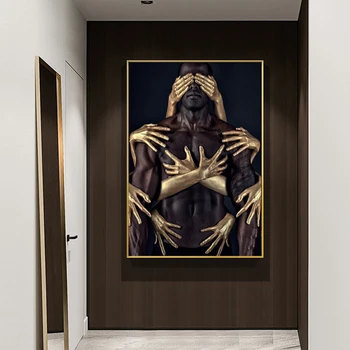 Aafrika Kunsti Must Kuld Alasti Omaks Lõuend Maalid Seina Art Plakatid ja Pildid Mees Naine Seina Pildid elutuba Cuadros