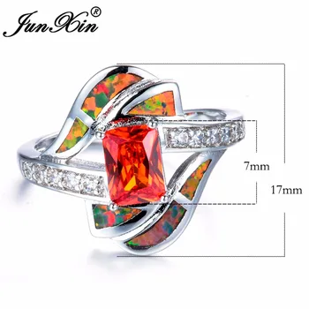 JUNXIN Mood Naiste Oranž Tulekahju Opaal Rõngad Hõbeda Värvi Vintage Ehteid abielusõrmused Naiste Birthstone Ringi