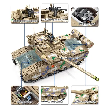 1424Pcs City Lahingus Kerge Tank Mudel ehitusplokk Sõjaväe II Maailmasõja MK4 Main Battle Tank Sõdur Character Building Block