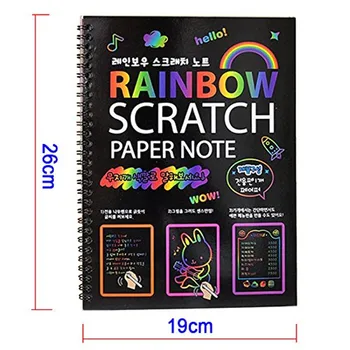19*26cm Suur Must Maagia Värvi Rainbow Nullist Paber Märkus Raamat DIY Joonis Mänguasjad Kraapides Maali Kid Doodle Haridus-Raamatuid