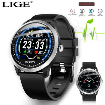 LIGE EKG PPG smart watch meeste südame löögisageduse monitor vererõhu smartwatch ekg ekraan Magada Fitness Tracker käevõru Android ja IOS