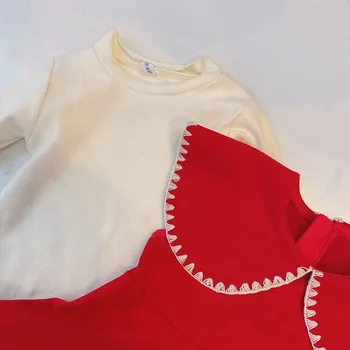 2020. aasta Sügisel ja Talvel Tüdrukud Suur Rinnamikrofon Kleit Villase Graatsiline Vest kleidid Beebi Tüdruk Printsess Kleit Ülikond, valge tops