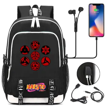 Uus Armas Uzumaki Naruto Trükitud USB Headphone Jack Poiss, Tüdruk Lapsed Kooli kotti Naiste Bagpack Lõuend Mehed Seljakott Packsack Bookbag