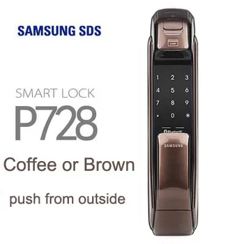 Inglise Versiooni Suur Tappima SAMSUNG SHP-DP728 Võtmeta avamis-ja BlueTooth Sõrmejälje PUSH PULL Digitaalne Door Lock Kohvi Värvi