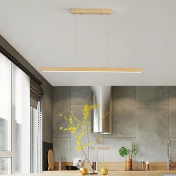 Kaasaegne Lihtne LED Puidust Ripats Light Valgustus Kodu Kaunistamiseks Office Köök Rippuvad Valgus Siseruumides elutuba Valgustid