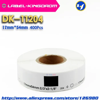 100 Täitke Rullides Ühilduv DK-11204 Silt 17mm*54mm 400Pcs ühildub Vend Label Printer Valge Paber DK11204 DK-1204