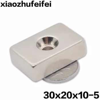 20pcs 30x20x10 NdFeB Magnet 30x20x10 mm 5 mm Kruvi Peitpeakruvi Auk Blokeerida N35 Neodüümi Haruldaste Muldmetallide Magnet 30*20*10-5
