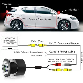 OLOMM 8 LED Auto tahavaate Kaamera, Auto Parkimine välispeegel, Vastupidine 170° Öise Nägemise Veekindel
