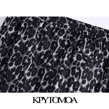 KPYTOMOA Naiste 2020 Leopard Printida Moe Küljel Taskud Püksid Vintage Kõrge Elastne Vöökoht Drawstrings Naiste Lühikesed Püksid Mujer