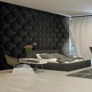 Kohandatud Seina Murals 3D Must Luksus Pehme Kott Nahast Foto Jaoks Taustapildi elutuba, Magamistuba TV Taust Seina Home Decor Seinamaaling