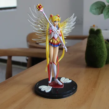 16cm Anime Sailor Moon Tegevus Arvandmed PVC Sailor Moon Joonis Set Tiivad Kook Teenetemärgi Kogumise Mudeli Mänguasja Nukk Kingitused Lastele