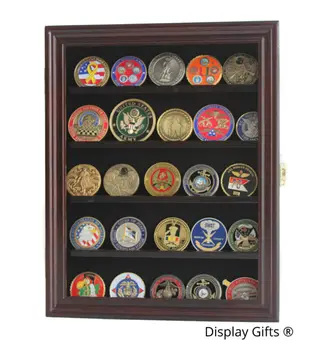 Väljakutse Mündi Display Case Kapp Pin Medal Shadow Kast Klaasist Uks