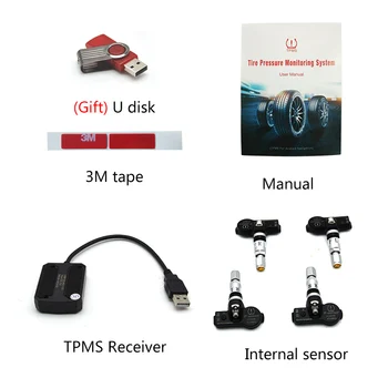 Junsun USB rehvirõhu Monitooring Alarm Süsteem Android navigatsiooni TPMS 4 Sisemised Andurid, Auto DVD-Mängija, Navigatsioon