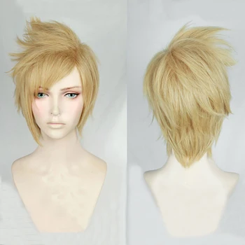 FF15 Final Fantasy XV Prompto Argentum Lühike Linane Blond Cosplay Kostüüm Parukas kuumuskindlusega Kiu Juuksed + Vaba Parukas Kork