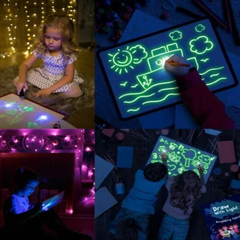 Lapsed Magic Päevavalgus Külmutamine Kerge Joonistuse, Maali Juhatuse 3D LED Helendav Doodle Graffiti Sketchpad Markeri Mall Mänguasi