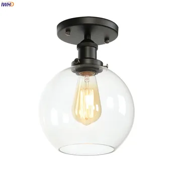 IWHD Tööstus-Decor Vintage Lae Lamp Köök, Veranda, elutuba Plafonnier Klaasist Palli laelambid Luminaria De Techo LED