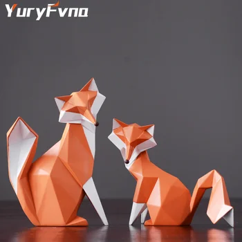 YuryFvna Oranž Fox Kuju Abstraktne Geomeetriline Laekuva Figuriin Loomade Kodu, Kontori Sisustus, Käsitöö, Kingitus,