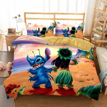 Cartoon Lilo & Stitch Voodipesu Komplektid Luksus Disney Tekikott Set Home Textiles Lapsed Laste Teen Bedspread Magamistuba Decor