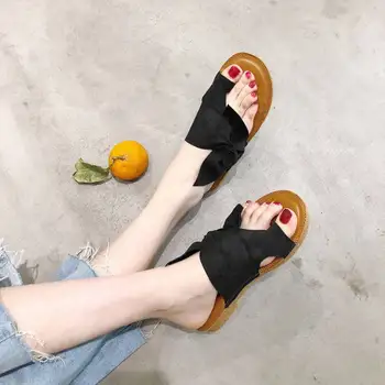 Liblikas-sõlm karja suve kingad naiste sandaalid 2021 tahke korterid kanna sandaalid naiste kingad klassika Rand Kingad Naine Jalatsid