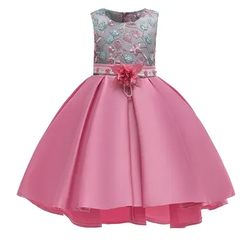 (2T-9T) laste varrukateta tikand on tikitud printsess pettiskirt kleit boutique tüdruk lille printsess pruutneitsi S4