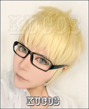 Anime Haikyuu!! Kei Tsukishima Lühike Hele Blond Cosplay Kostüüm Parukas kuumakindel (ei kuulu klaasid)