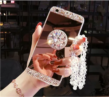 Luksus Teemant Juhul Kaas HuaweiP9 10 20 P30 P40 Pro Lite Mate10 20 30 Juhul Glitter Peegel Tüdruk Omanik Seista Pehme TPU