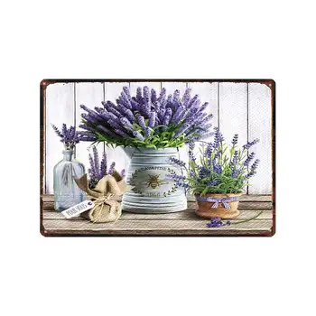 Aed Lavendel Metallist Plaat Lilla Lill Talumaja Tina Märke Tahvel Seina Art Home Garden Vintage Decor