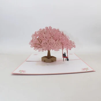 3D Laser Cut Käsitöö sõbrapäeva Ettepaneku Sakura Kiik Väljavalitu Paberist Kutse, Õnnitlus Kaardid, Pulmapidu Loominguline Kingitus