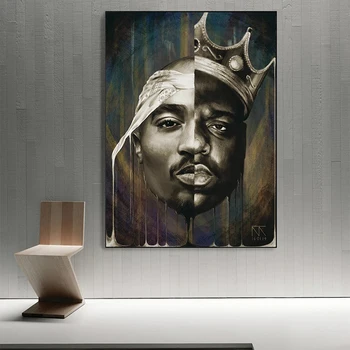 Kaasaegne Portree Suur Ja Tupac Lõuendile Maali 2Pac Plakatid ja Pildid Seina Art Pilt elutuba Kodu Kaunistamiseks Cuadro