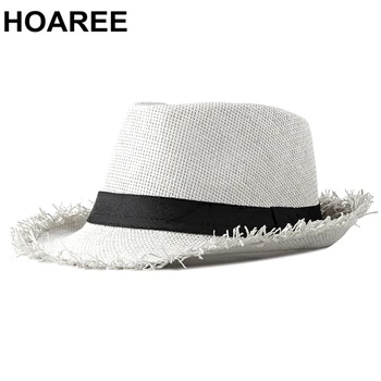 HOAREE Beach Müts Meeste Suvel Panama ühise Põllumajanduspoliitika Vabaaja Huopahattu Fedora Müts Mees Õled Müts UV Kaitse Lai Nokk Sombrero
