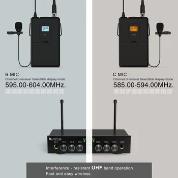 FIFINE UHF Juhtmeta Süsteem koos 2 Peakomplektid & 2 Rinnamikrofon Lavalier Mikrofon Vabad käed Õppetöö Kõne K038