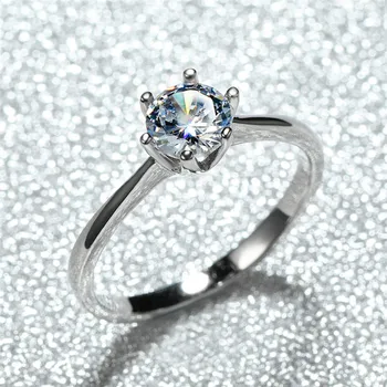 Tõeline 925 Sterling Hõbe Kihlasormus Naine Luksus Väike Lab Teemant Solitaire Rõngas Abielusõrmused Naiste Mood Ehteid
