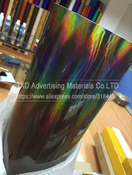 20X49CM/Palju Premium 3 Kihti Rainbow Must Kroom Holograafiline Vinüül fooliumist Mull Tasuta Auto Kiletamine