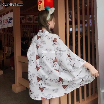 2021 õie printida kimono jakk naiste jakk naiste kimono naiste pluus särk haori naine jaapani riided streetwear
