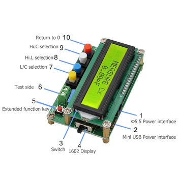 Lc100 - Digitaalne LCD ülitäpne Induktiivsus Mahtuvuse Mõõtja Kondensaator Tester Sagedus 1Pf-100Mf 1Uh-100H Lc100-+Te