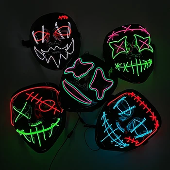 Uus Loodud Halloween Õudus Pool Maski LED süttib Mask Neoon Hõõguv Maska Cosplay Isiku Rekvisiidid, Kuma Pimedas Mask
