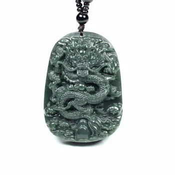 Looduslik Hetian Jade Dragon Ripats Zodiac Kaelakee Võlu Ehted Mood Tarvikud, Käsitsi Nikerdatud Mees Naine Õnne Amulett Kingitused
