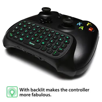 MoKo Xbox Üks Mini Roheline Tagantvalgustusega Klaviatuur,2.4 G-Vastuvõtja Traadita Chatpad Sõnum Mängu Klaviatuuri Klahvistik,millel on Peakomplekti ja Audio