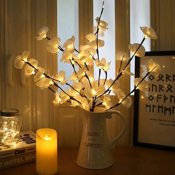 LED Paju Filiaal Lamp, Roos Simulatsiooni Orhidee Branch Tuled Pikk Vaas Filler Paju Oksake Valgustatud Branch Kodu Kaunistamiseks