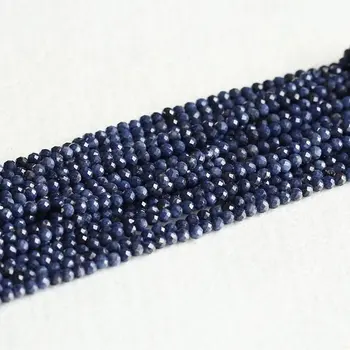 Looduslik Tõeline Sinine Sapphir e Ring Lahti helmed,Sinine Pärl kivist Lihvitud Väikesed Helmed 2 mm 3 mm 4 mm
