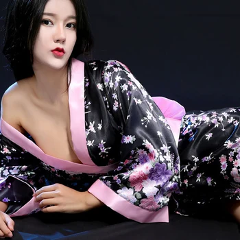 2021 Naine Jaapani Kimono Stiilis Sleepwear V-kaeluse jaoks Seksikas Kostüümid Yukata Kleidid Geisha Tüdrukud, Lühike Lahtine Nightgowns Supelda Rüü Kleit