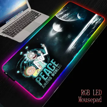 MRG Anime Morty RGB Mängude Suur Mousepad LED Valgustus USB Klaviatuur Värvikas Desk Pad Rick Hiired Matt Sülearvuti Lauaarvuti