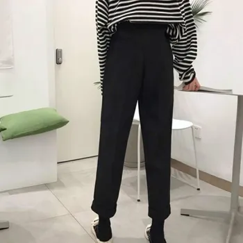 Püksid Naiste Pahkluu pikkus Elastne Talje, Pluss Suurus Vabaaja Lahti Sirge korea Trendikas Kõik-mängu Vaba aja veetmise Streetwear Naiste Vintage