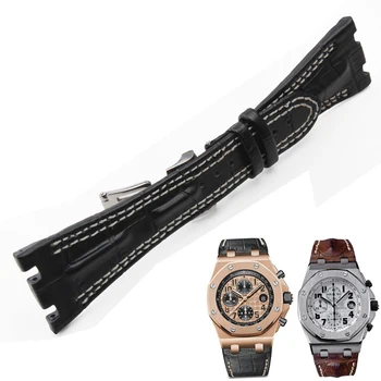 Kvaliteetne ehtne nahk watchband AP watchs bänd 28mm roostevabast terasest kokkupandavad pannal topelt rida rihm