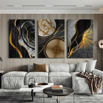 GOODECOR Kuldne ja Must Abstraktne Seina Art Lõuend Maali Kaasaegne elutuba Kodu Kaunistamiseks Dropshipping Lõuend Art Prints