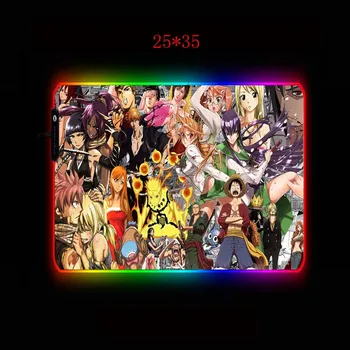 XGZ One Piece, Naruto Anime Mäng Arvuti Mousepad RGB Suur Gamer Mouse Pad Suur Mause Pad PC Laua Esita Matt LED Backlit